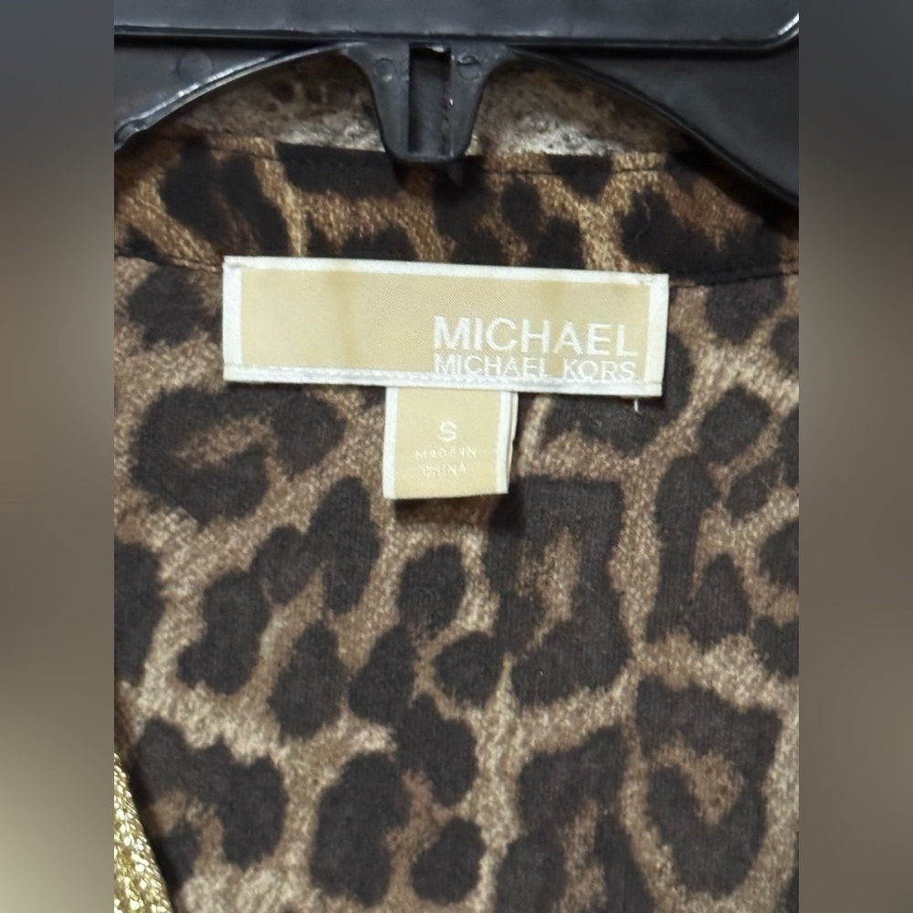 Michael Kors Brown Leopard Print Top EUC Size Small - Picture 2 of 5